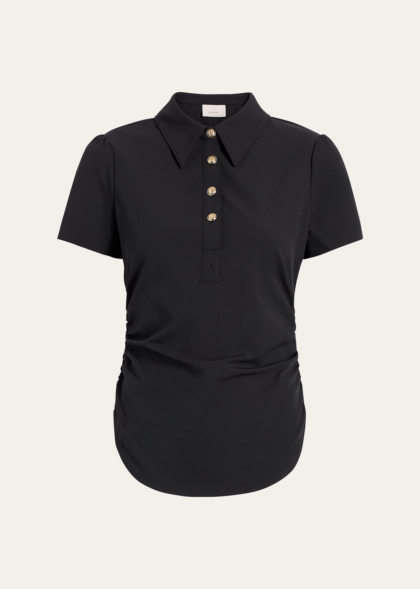 milos ruched short-sleeve polo top