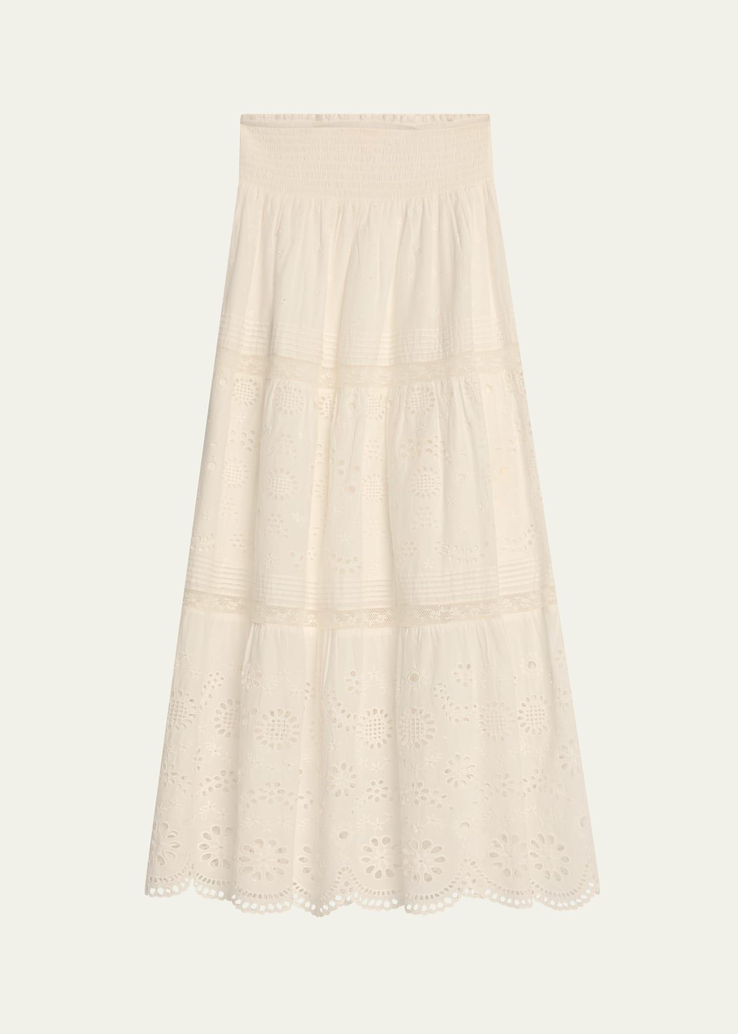 miloti embroidered midi skirt