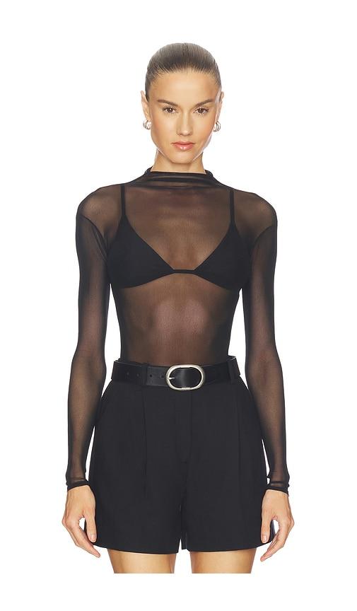 mimchik elle mesh bodysuit in black.