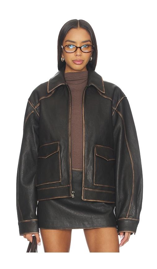 mimchik pint leather jacket in black.