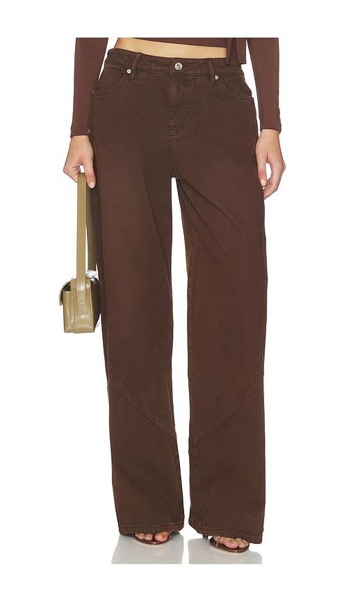 mimchik saddle jean in brown.