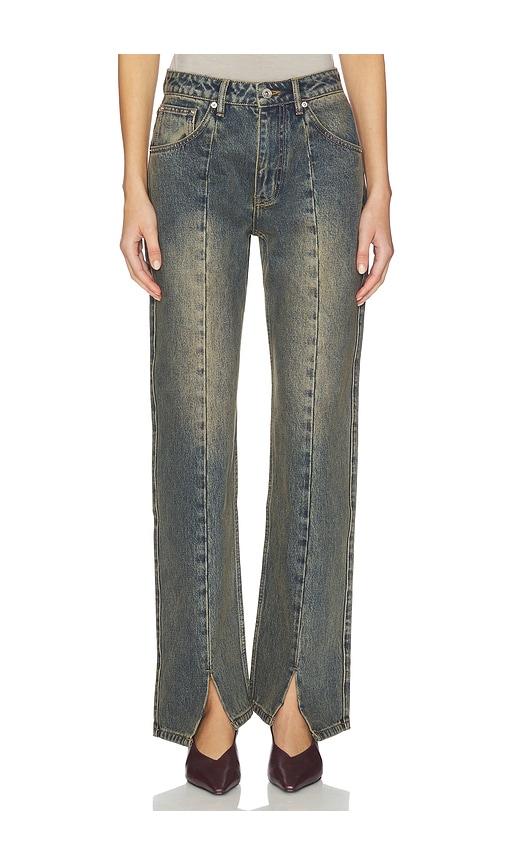 mimchik split hem jean in blue.