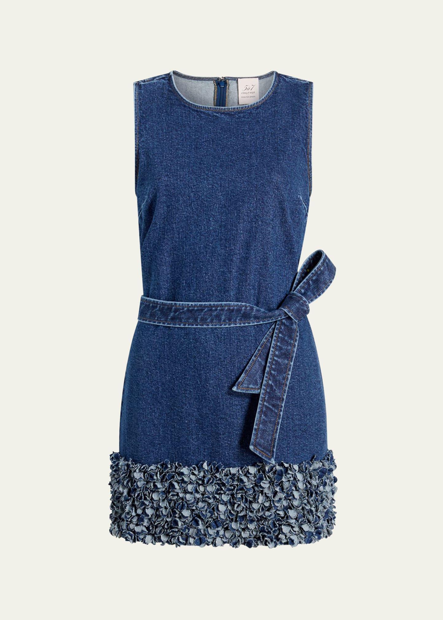 mindie denim petal mini dress