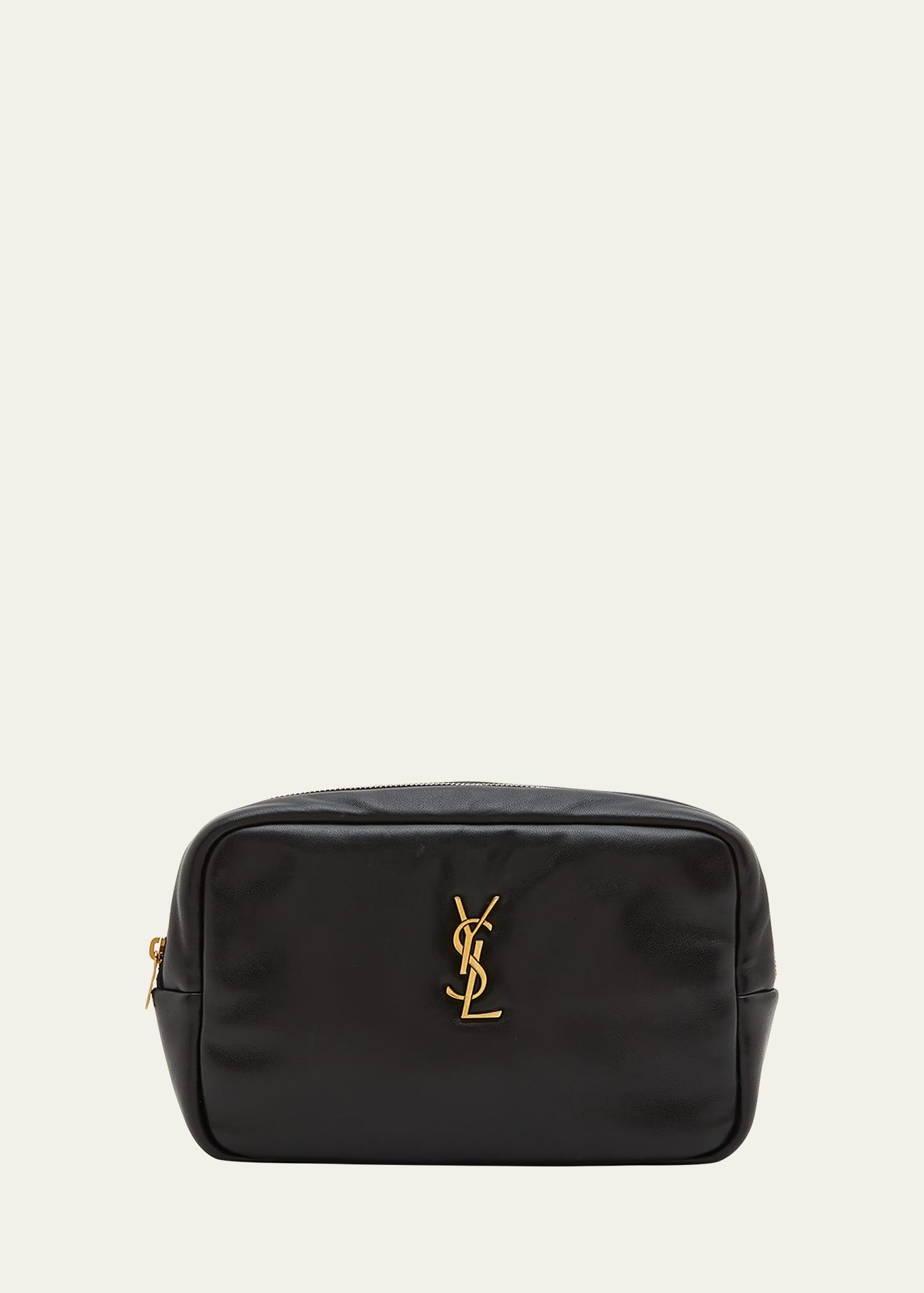 mini cosmetic ysl pouch in padded smooth leather