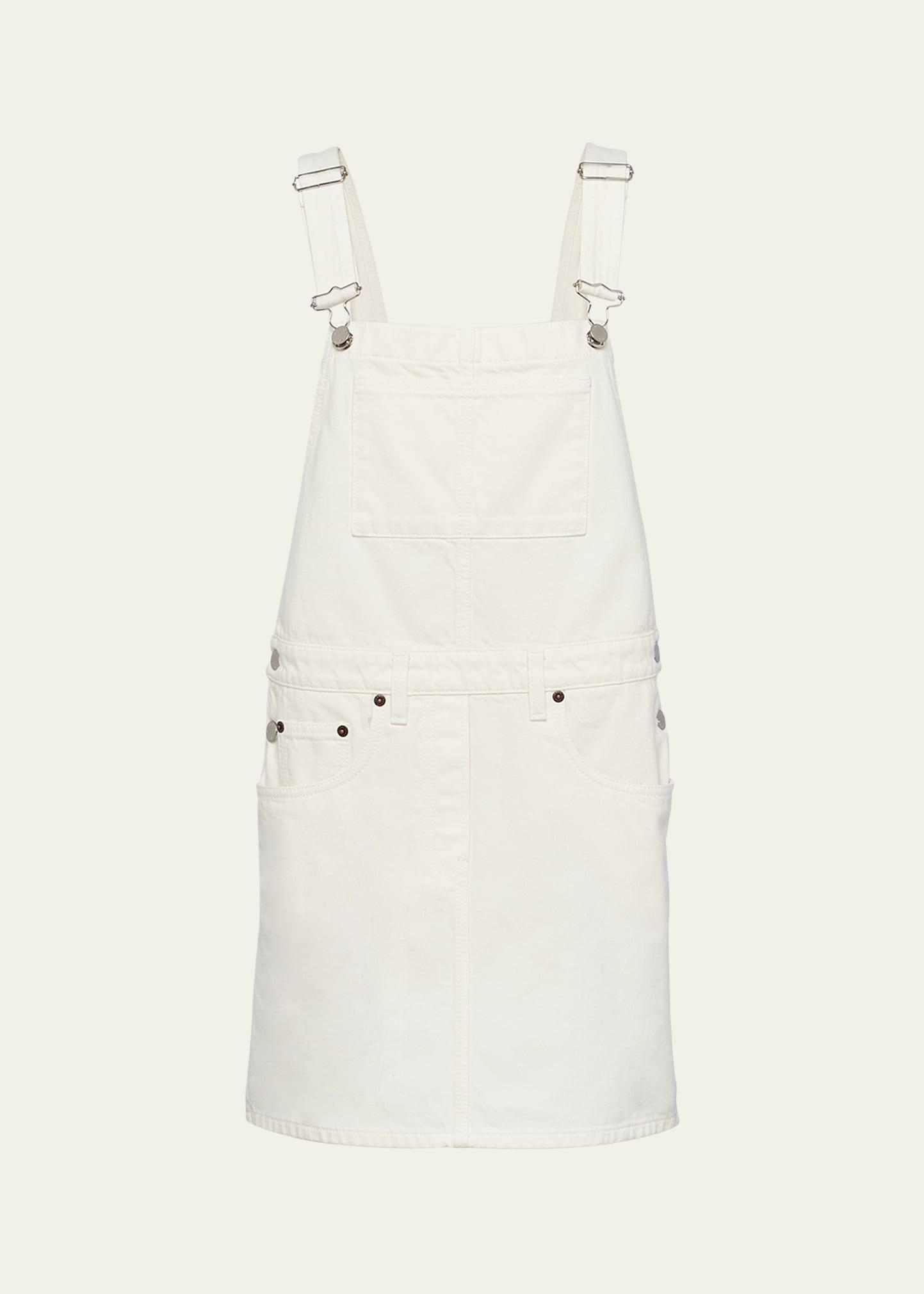mini denim overalls dress