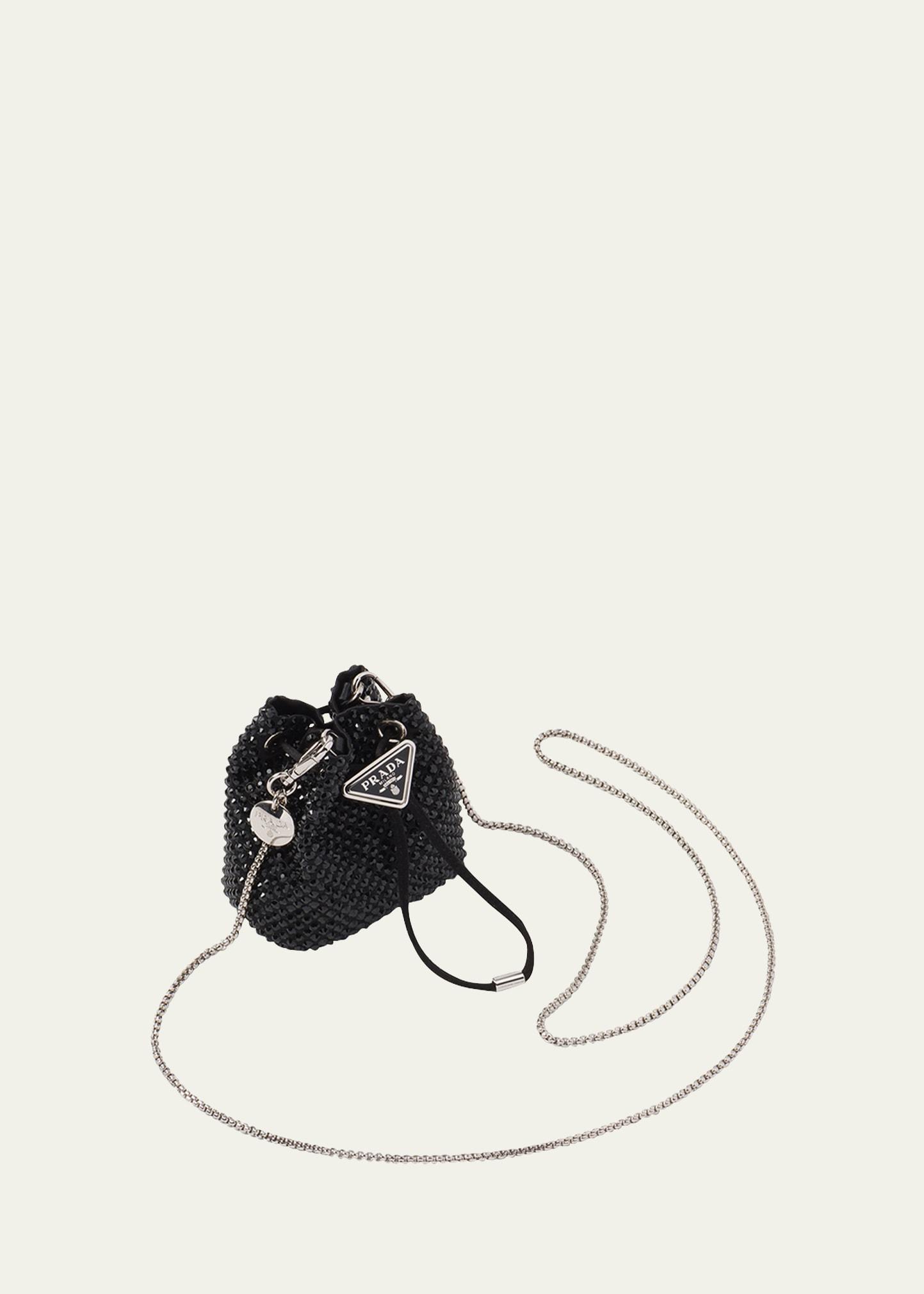 mini drawstring crystal bucket bag