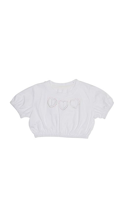 mini dreamers kids aya crop top in white.