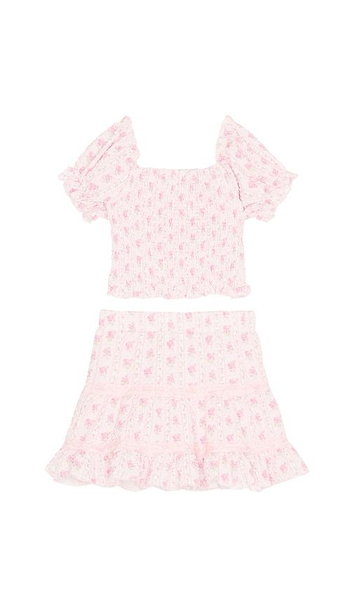 mini dreamers kids kayla skirt set in pink.