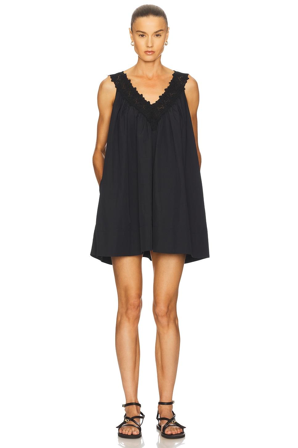 mini dress with lace in tech poplin