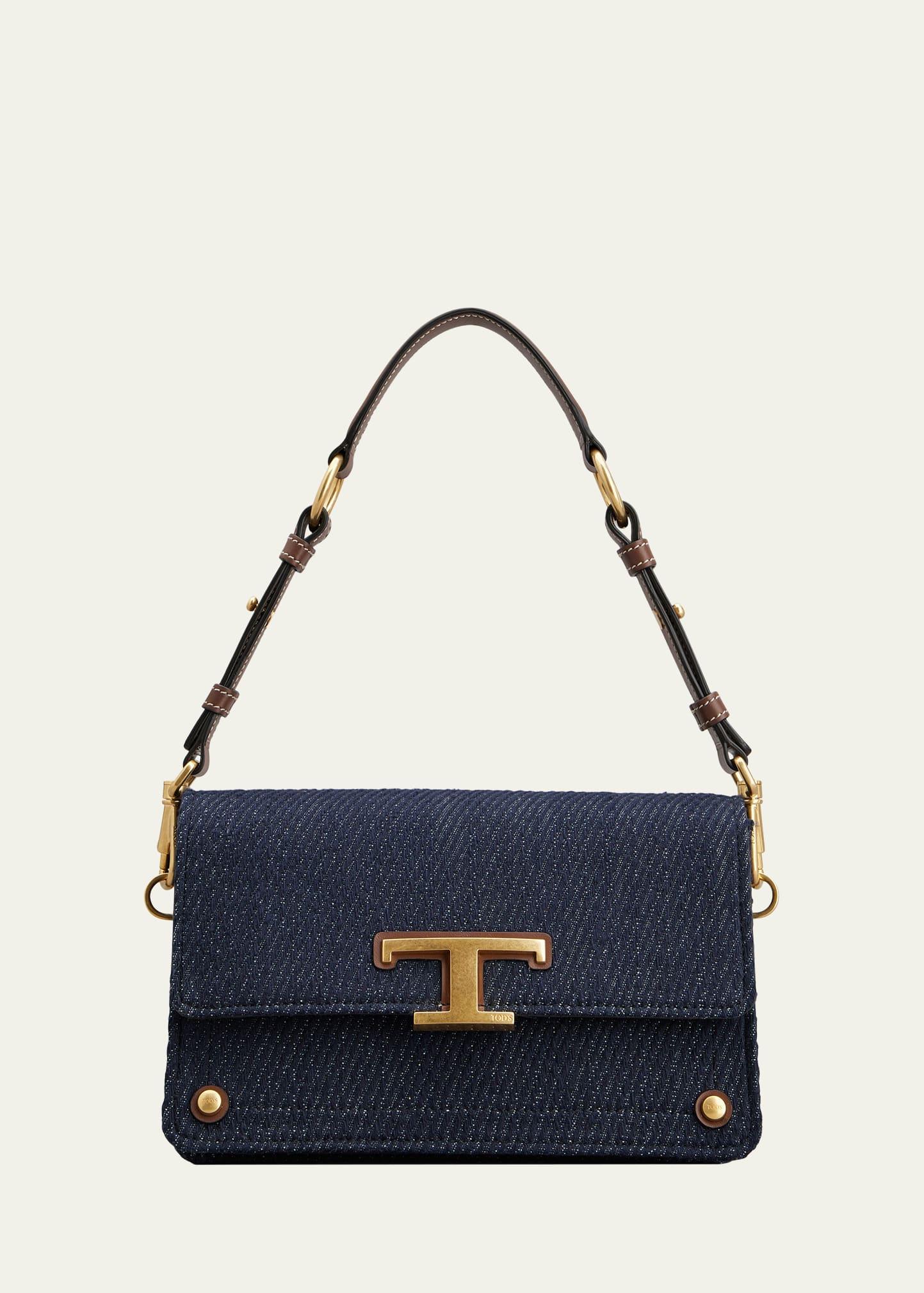 mini flap denim shoulder bag