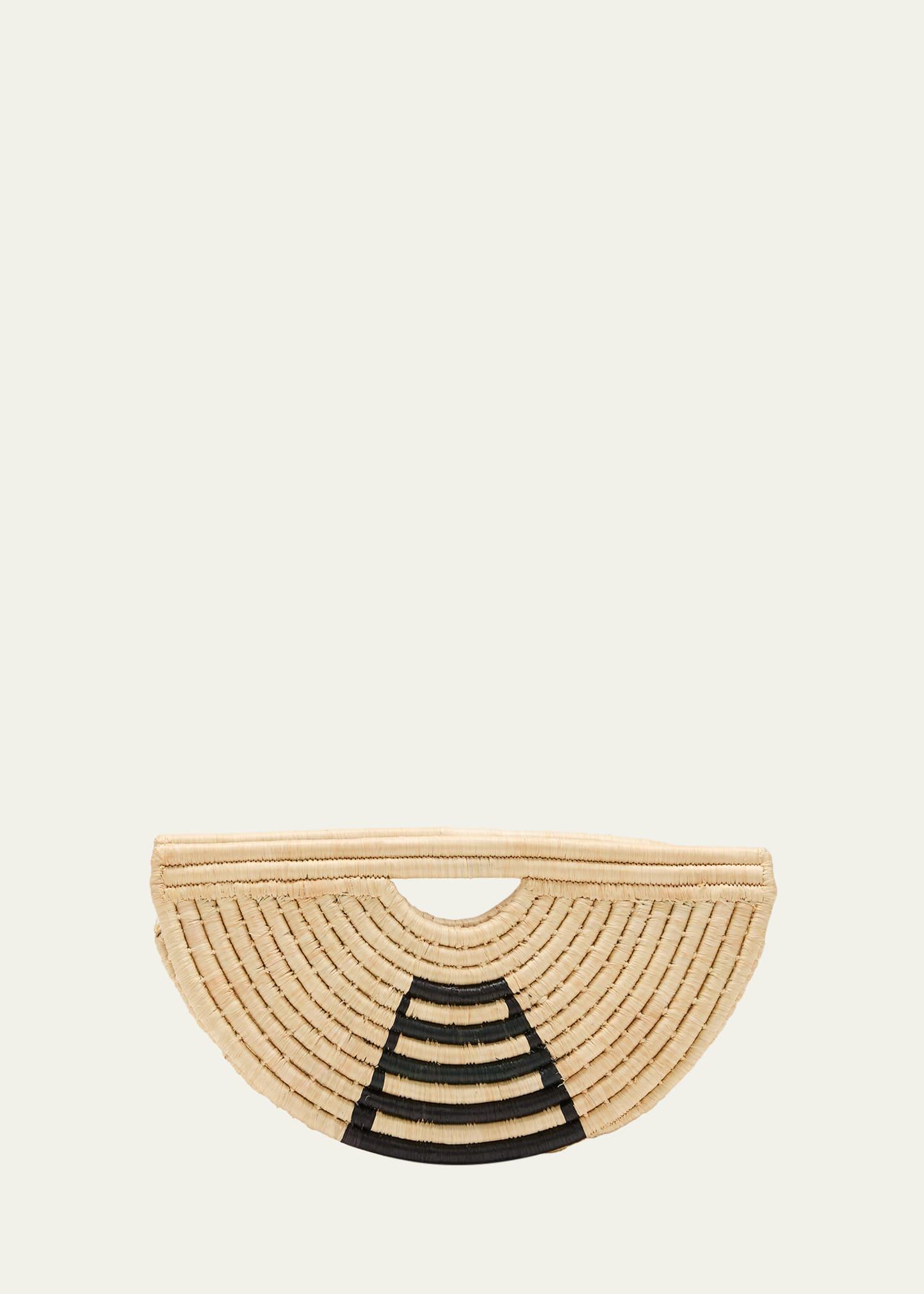 mini half moon raffia top-handle bag