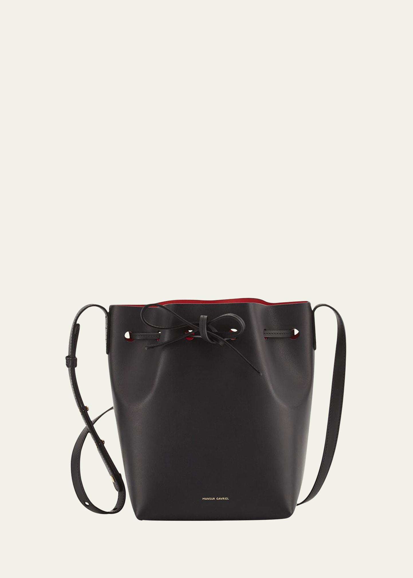 mini mini vegetable-tanned leather bucket bag