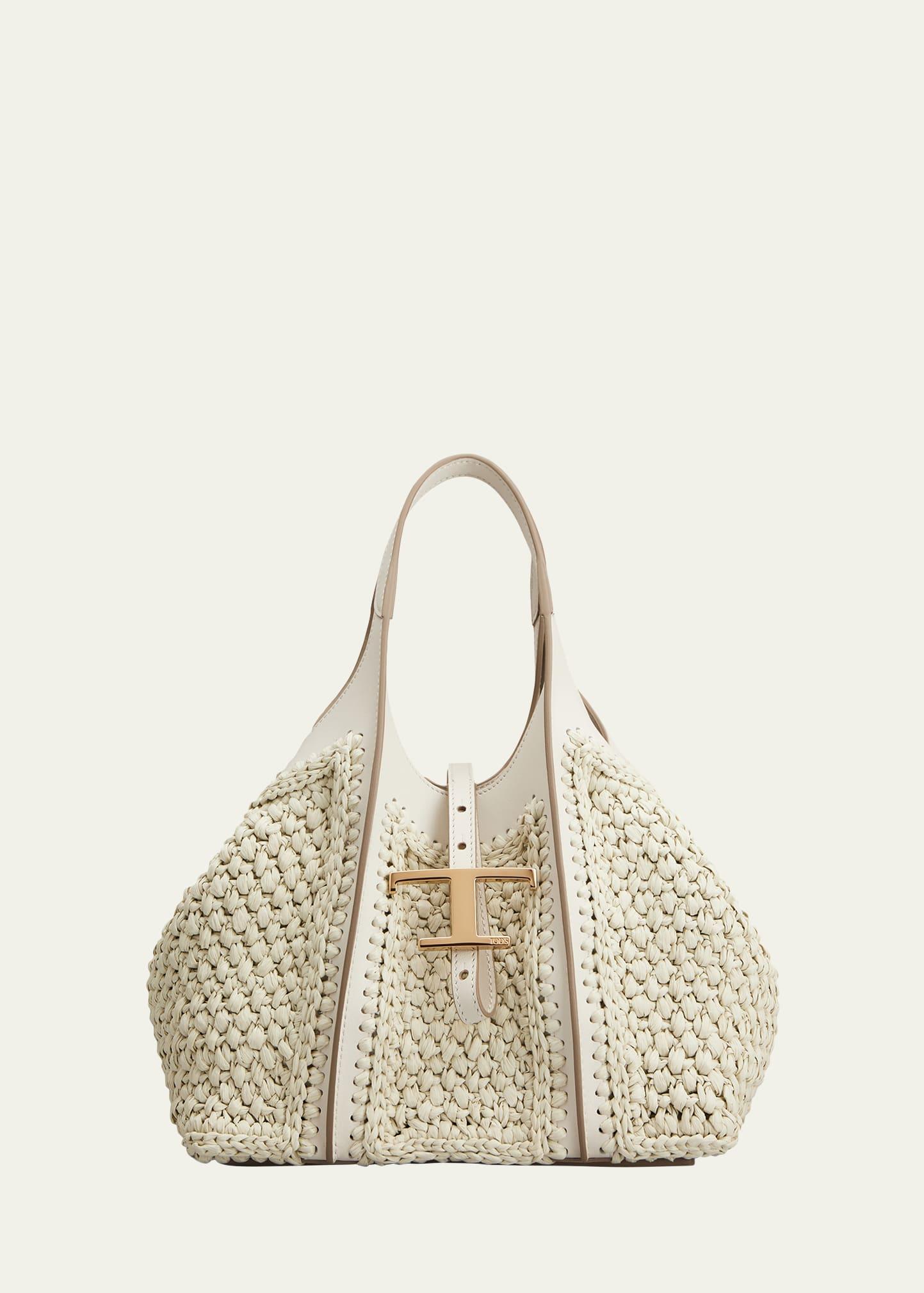 mini raffia t timeless tote shopping bag
