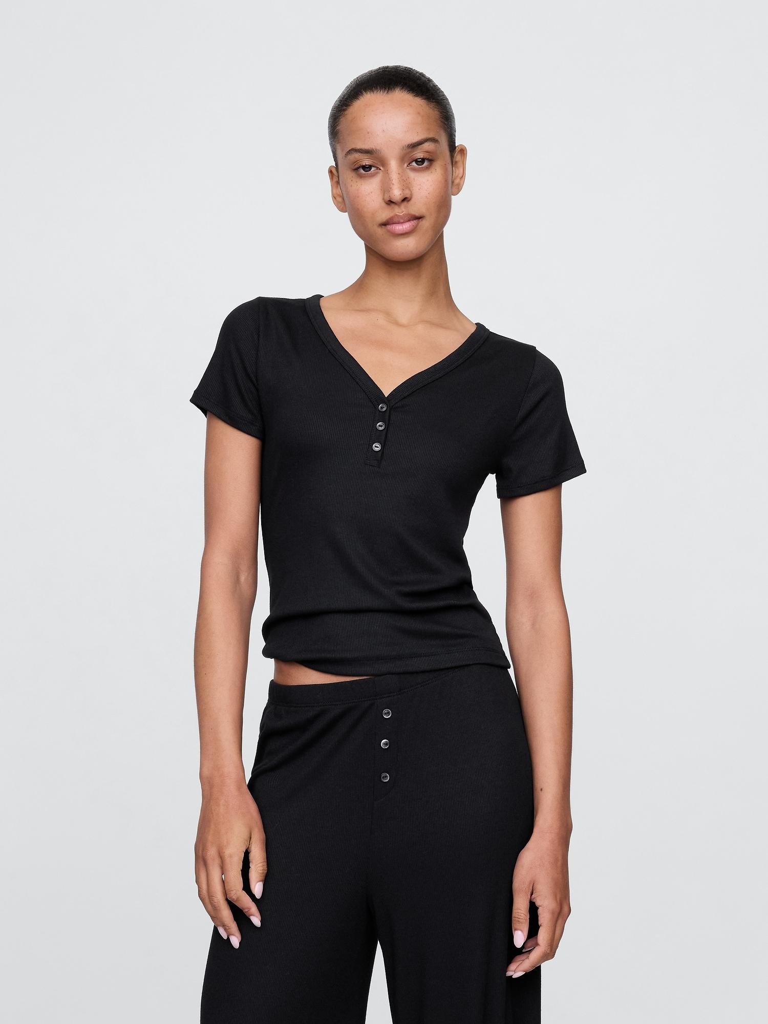 mini rib henley pj top