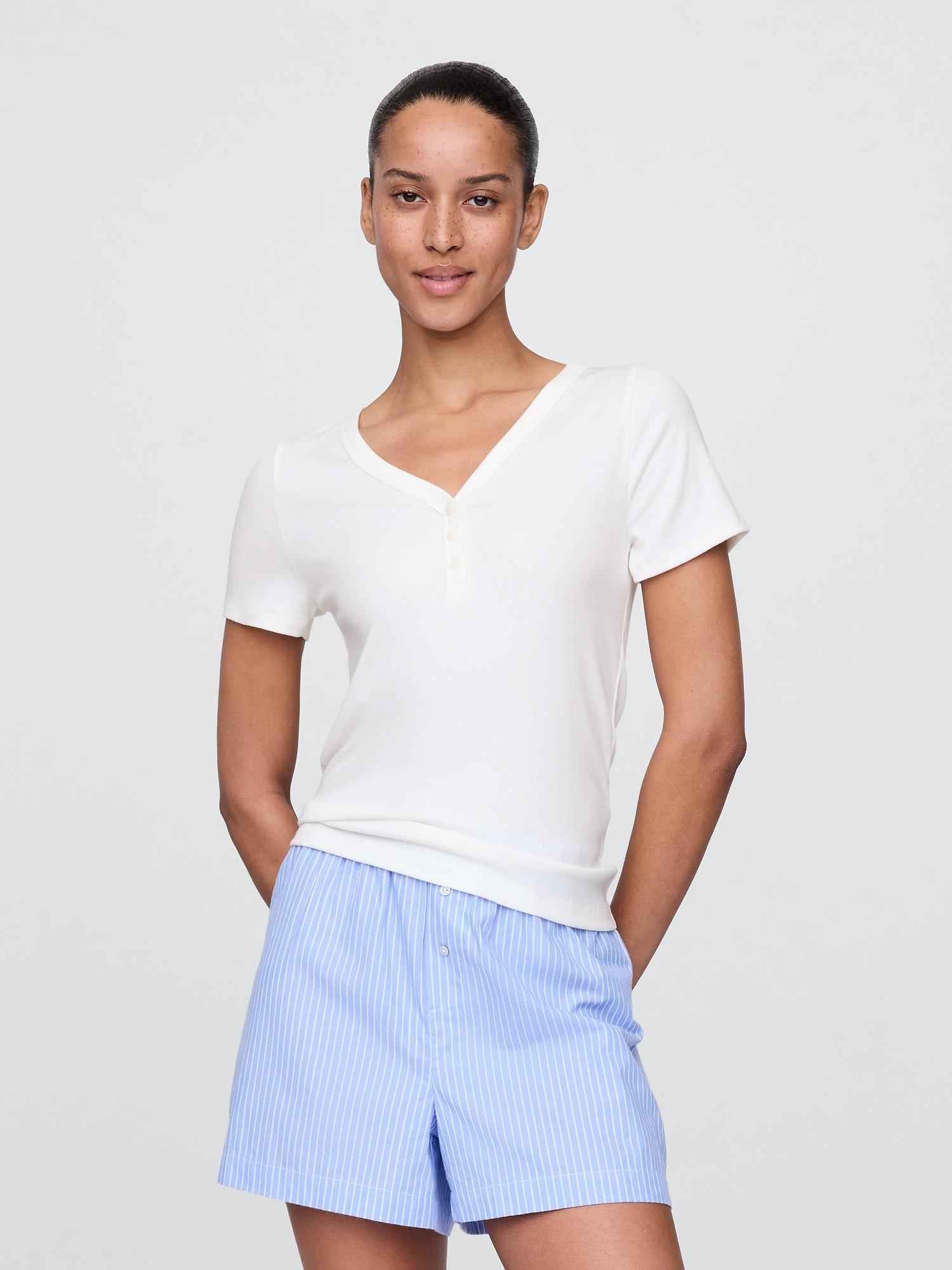 mini rib henley pj top