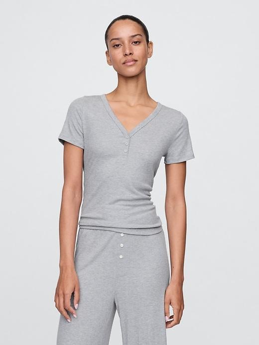 mini rib henley pj top