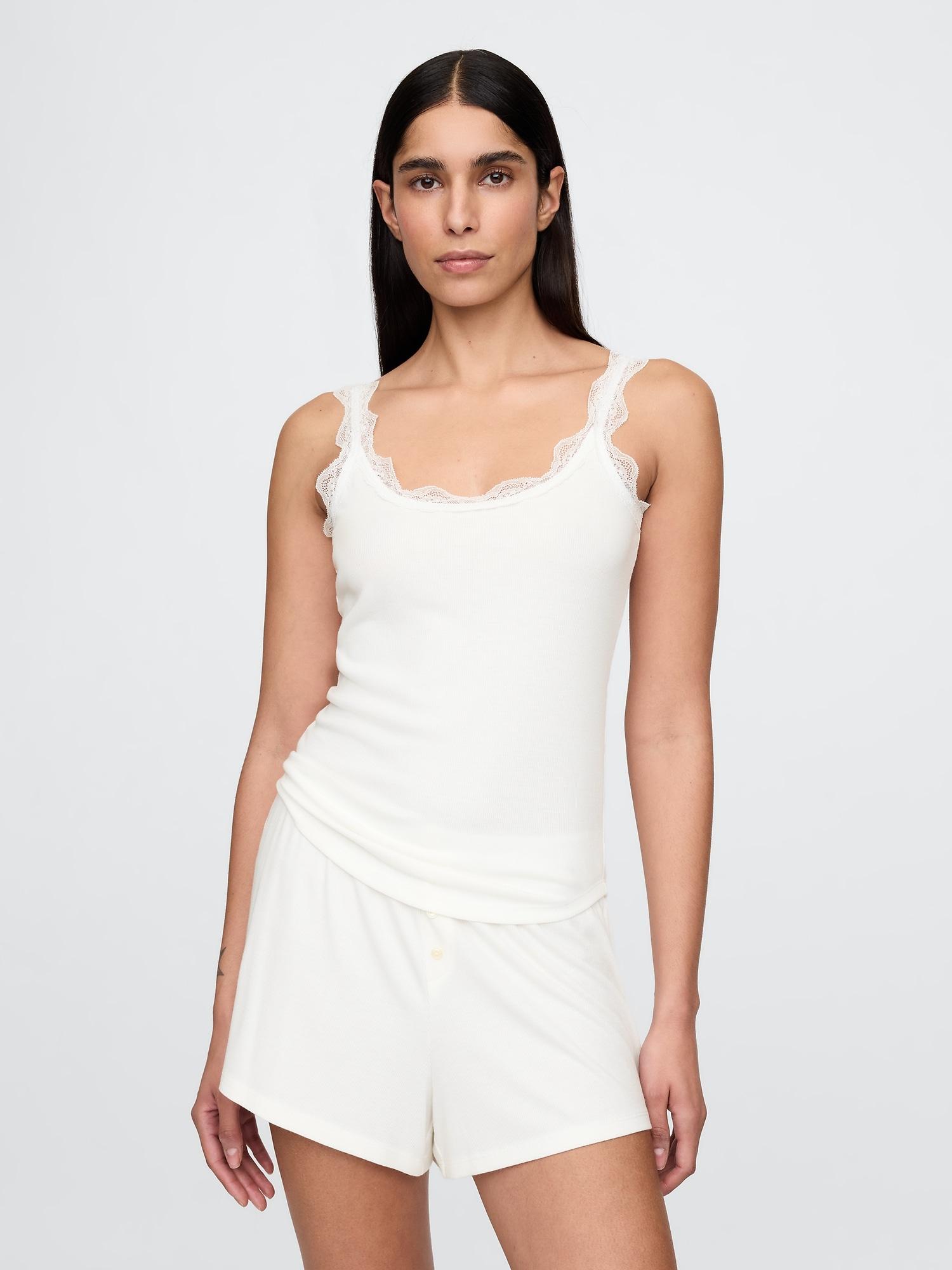 mini rib lace pj tank top