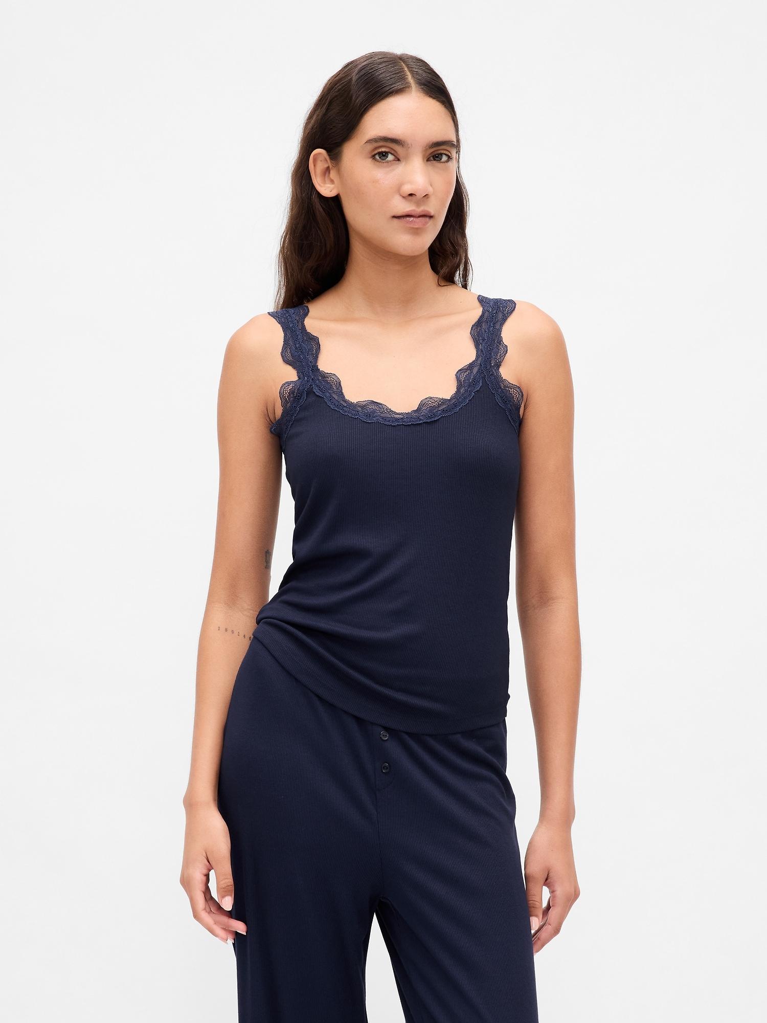 mini rib lace pj tank top