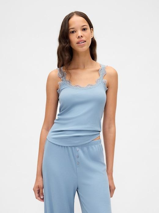 mini rib lace pj tank top