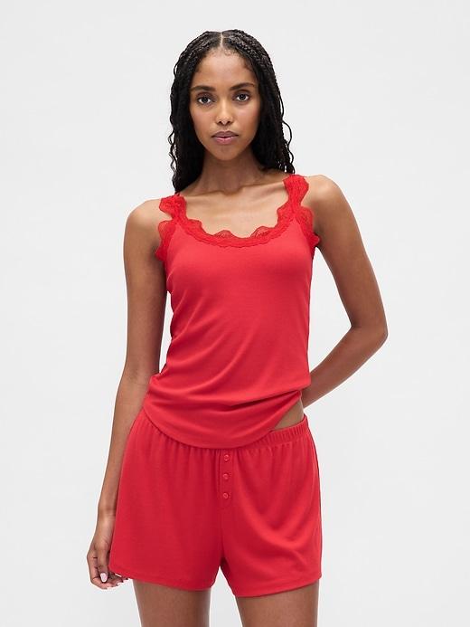 mini rib lace pj tank top