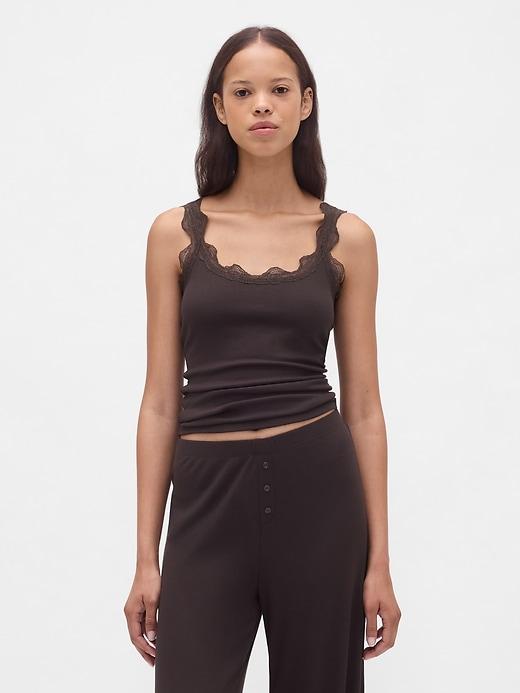 mini rib lace pj tank top