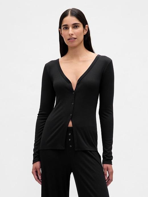 mini rib pj cardigan