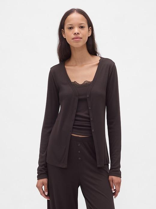 mini rib pj cardigan