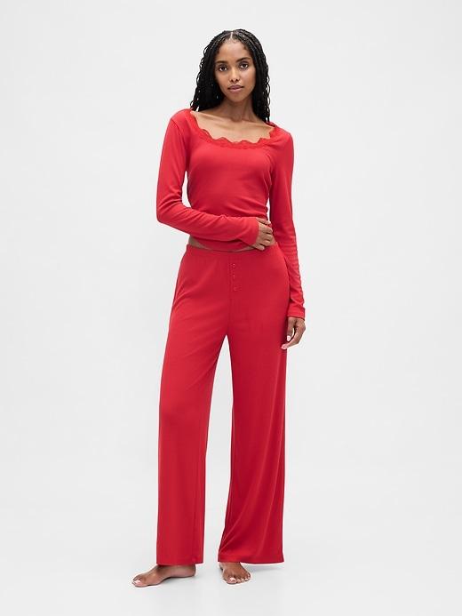 mini rib wide-leg pj pants