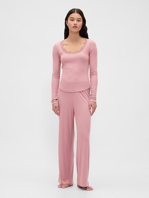 mini rib wide-leg pj pants