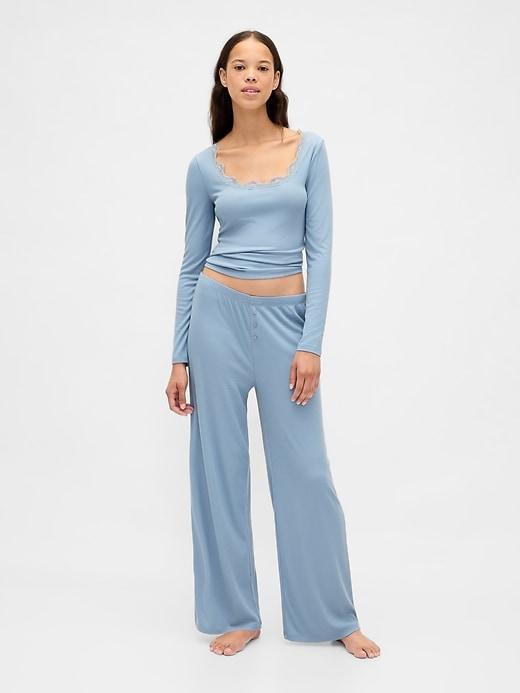 mini rib wide-leg pj pants