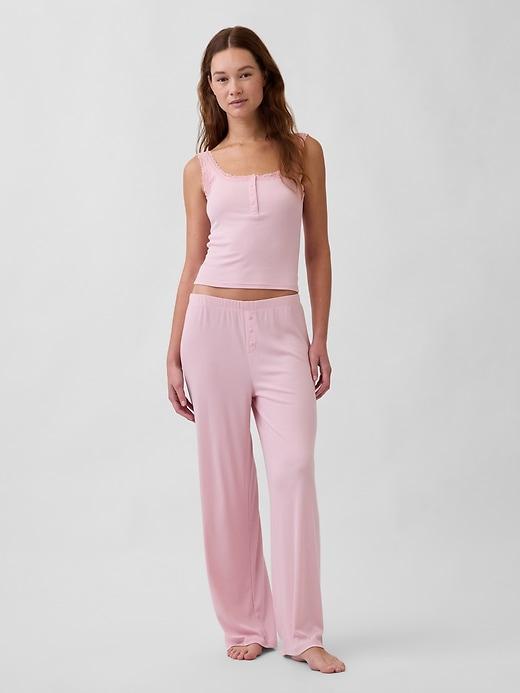 mini rib wide-leg pj pants