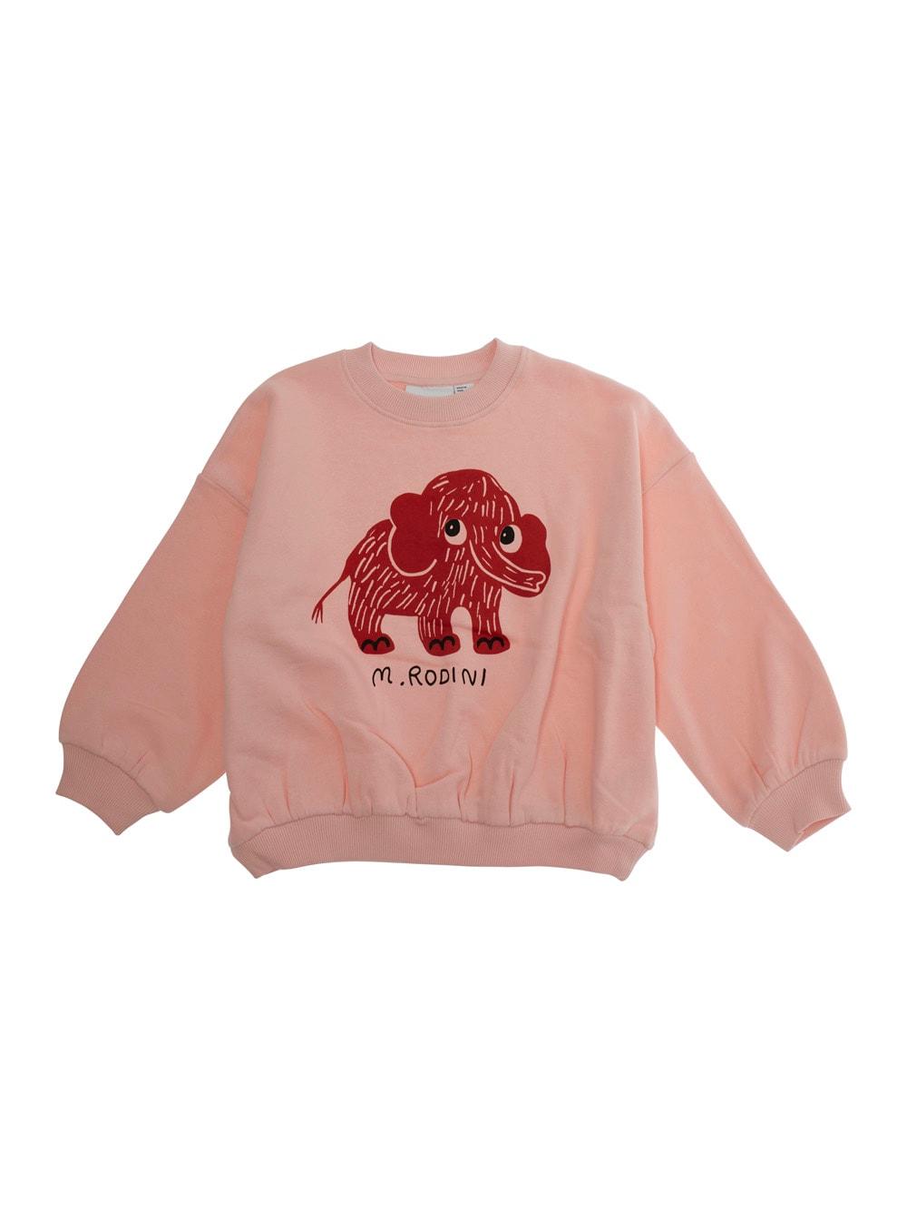 mini rodini pink crewneck sweatshirt with maxi print on the front in cotton girl