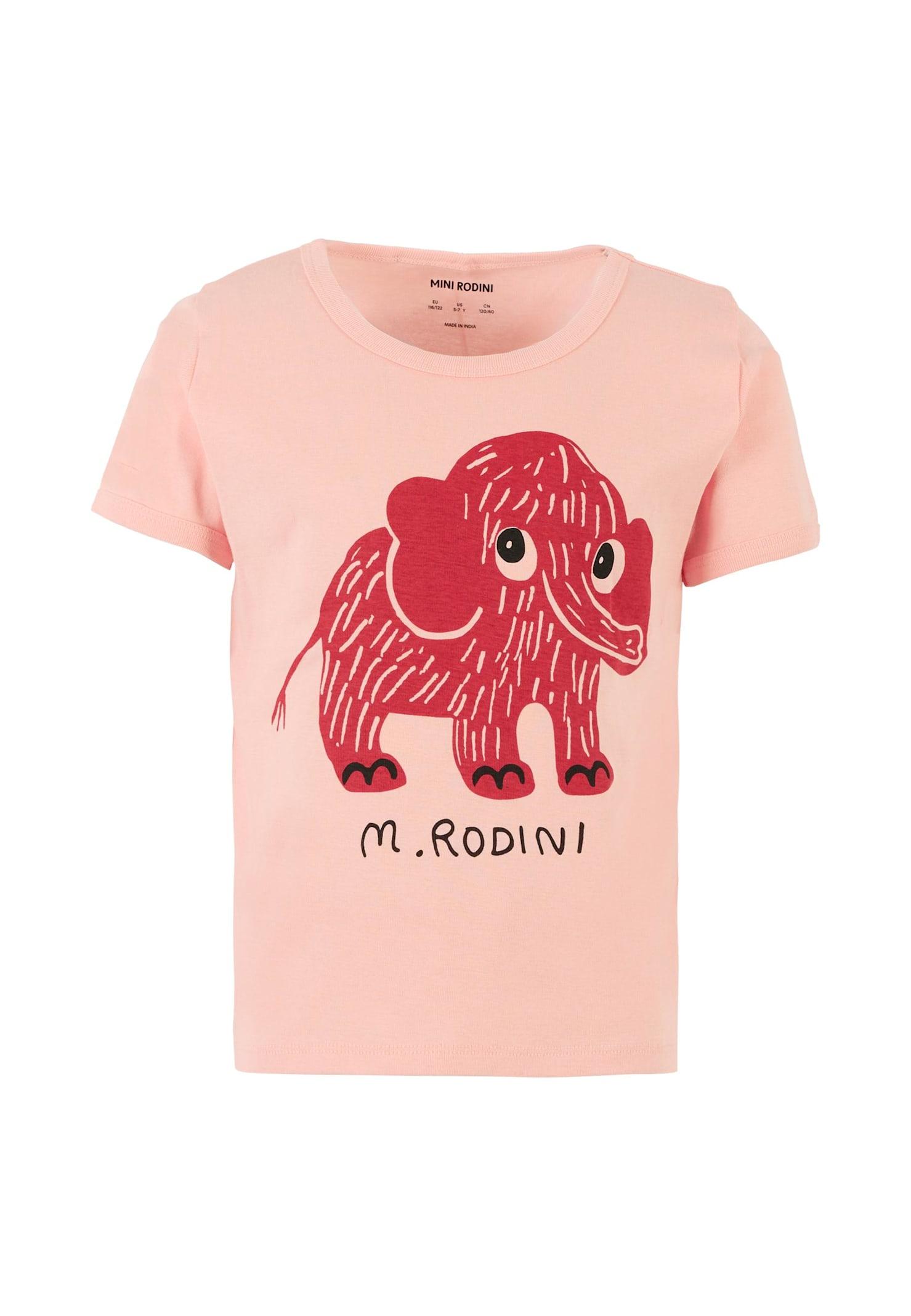 mini rodini pink t-shirt for girl with elephant