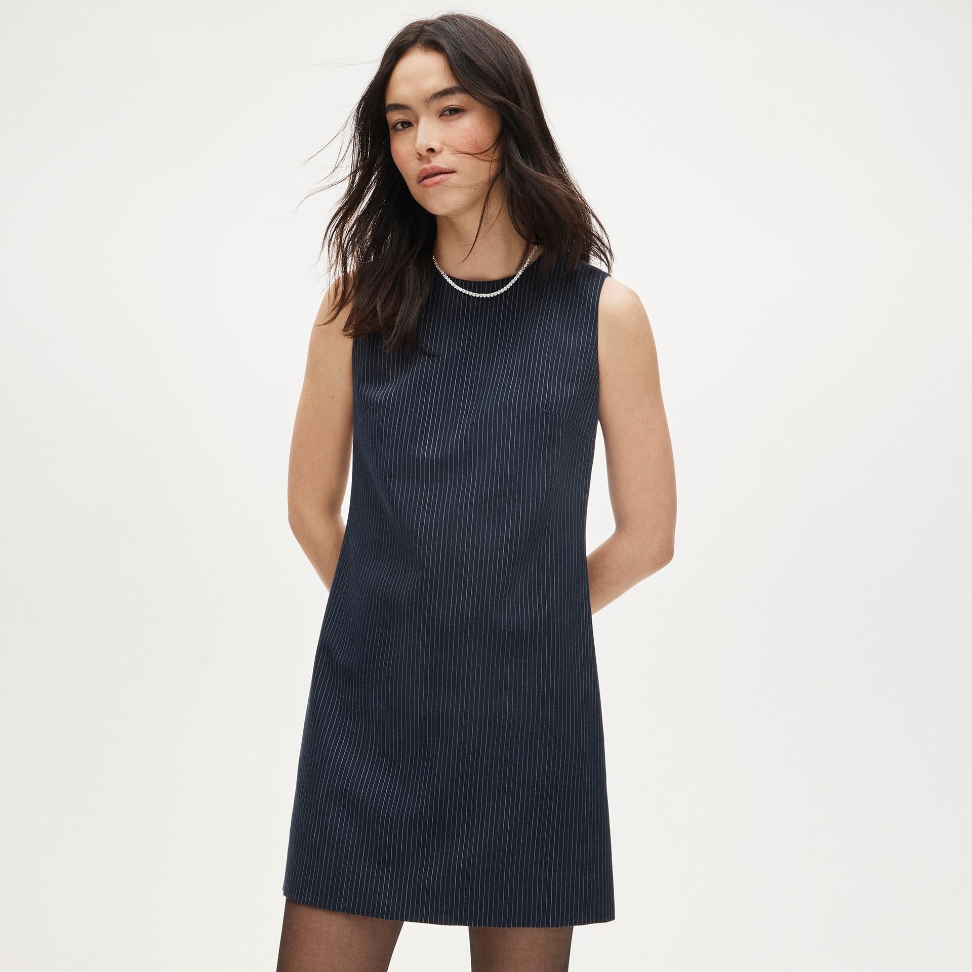 mini shift dress in pinstriped wool blend