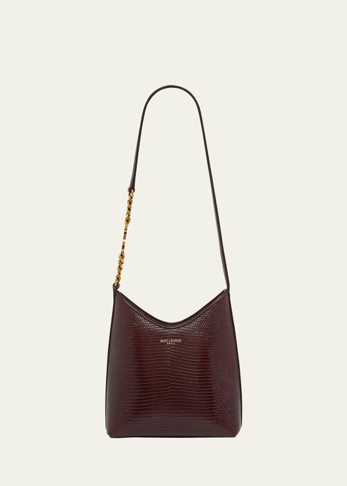 mini shoulder bag in shiny lizard skin