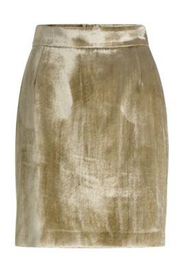 mini skirt in plush velvet with smooth lining- light beige women's business skirts