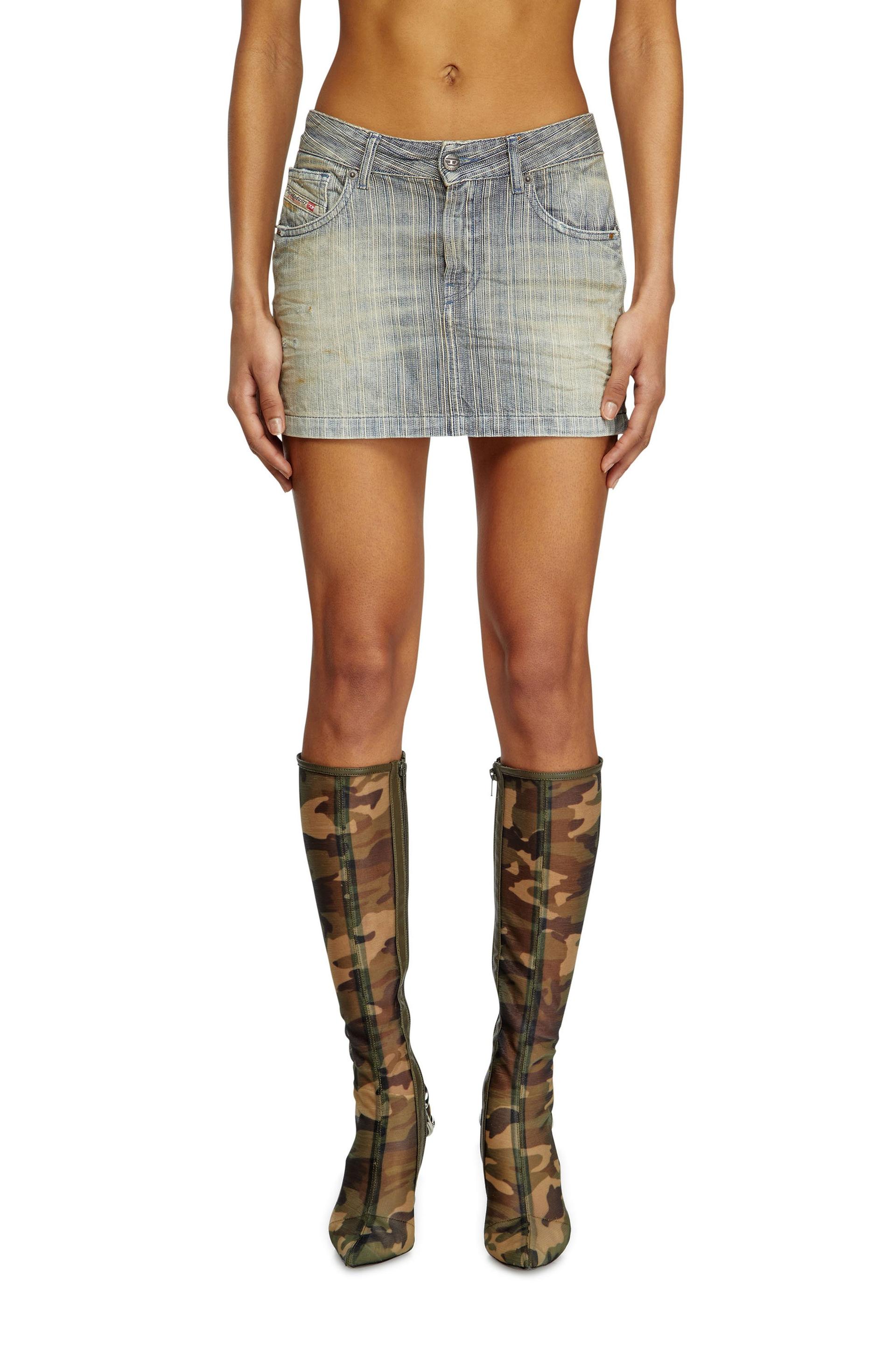 mini skirt in striped indigo denim