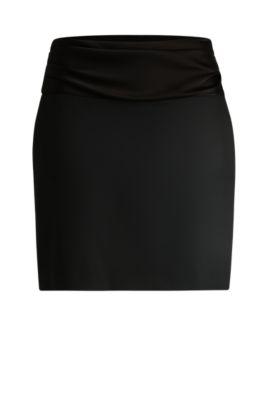 mini skirt with shiny waistband- black women's business skirts