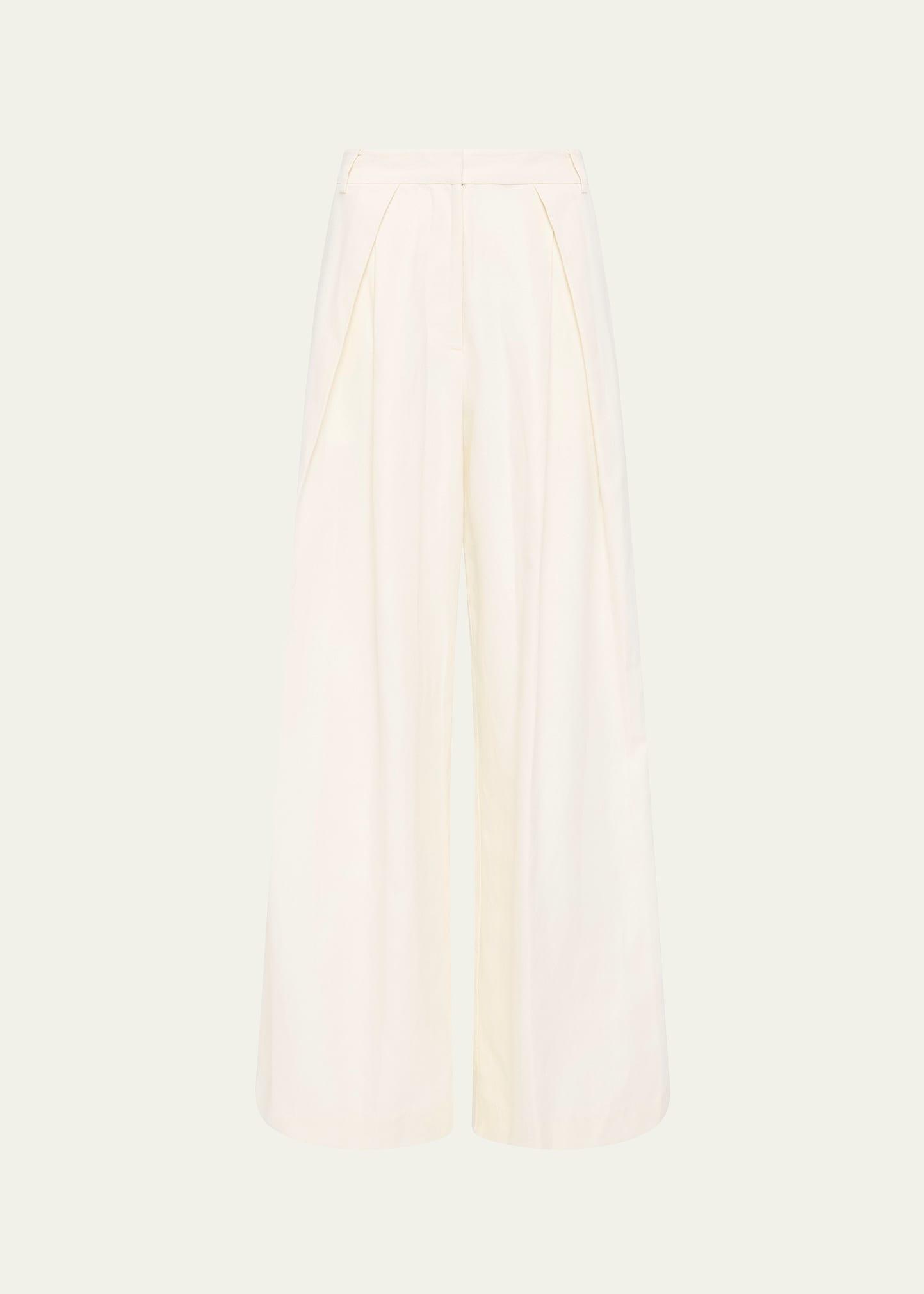minimal linen-blend trousers
