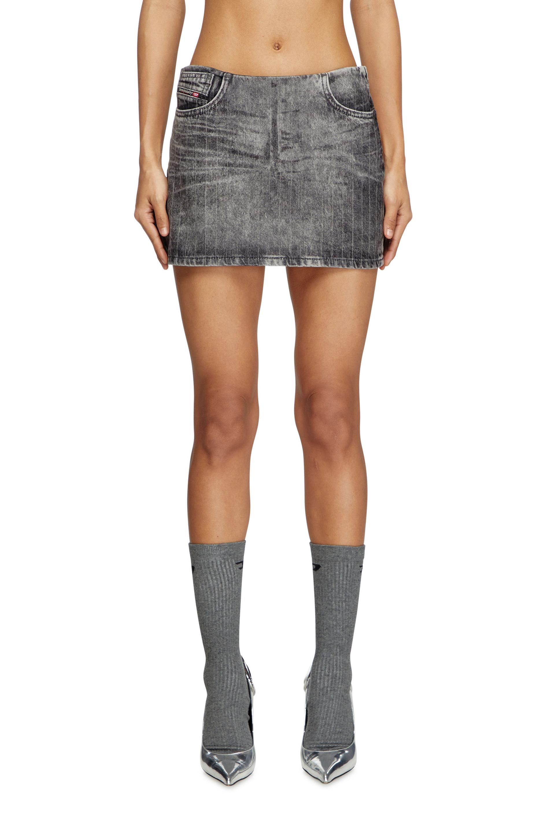 miniskirt in tailoring pinstripe denim