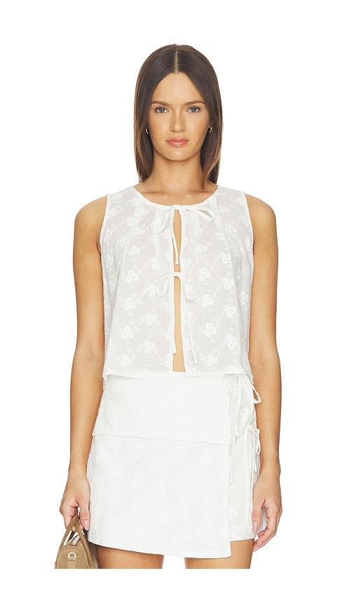 minkpink anisa embriodered top in white.