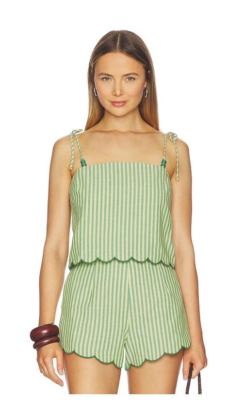 minkpink capri tie shoulder cami in green.
