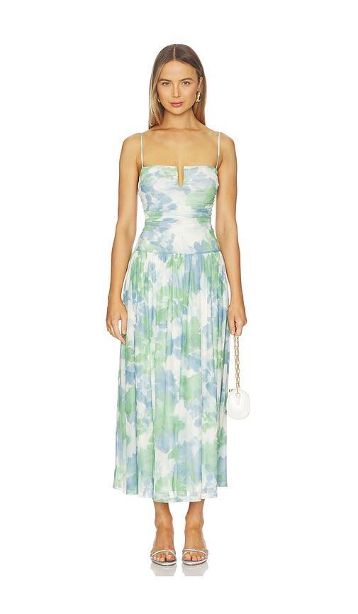 minkpink carrie mesh maxi dress in green, blue.