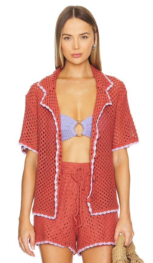 minkpink carver top in rust.