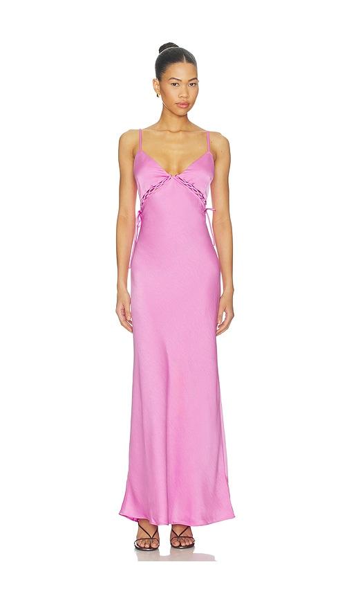 minkpink chiara lacing detail maxi dress in fuchsia.