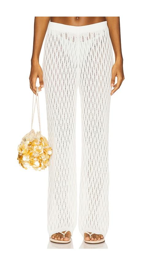 minkpink kirra pointelle knit pant in ivory.