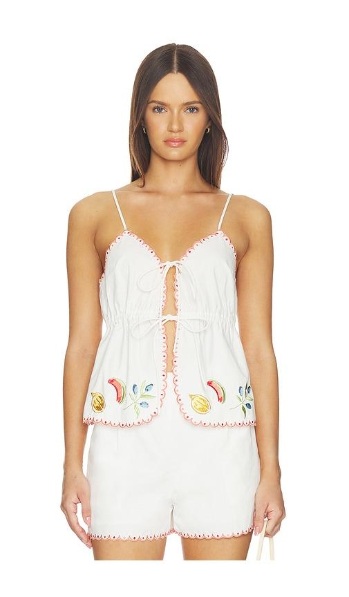 minkpink santorini embriodered cami in white.