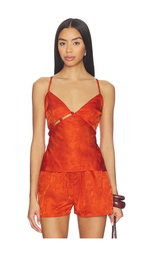 minkpink valencia bead detail cami in burnt orange.