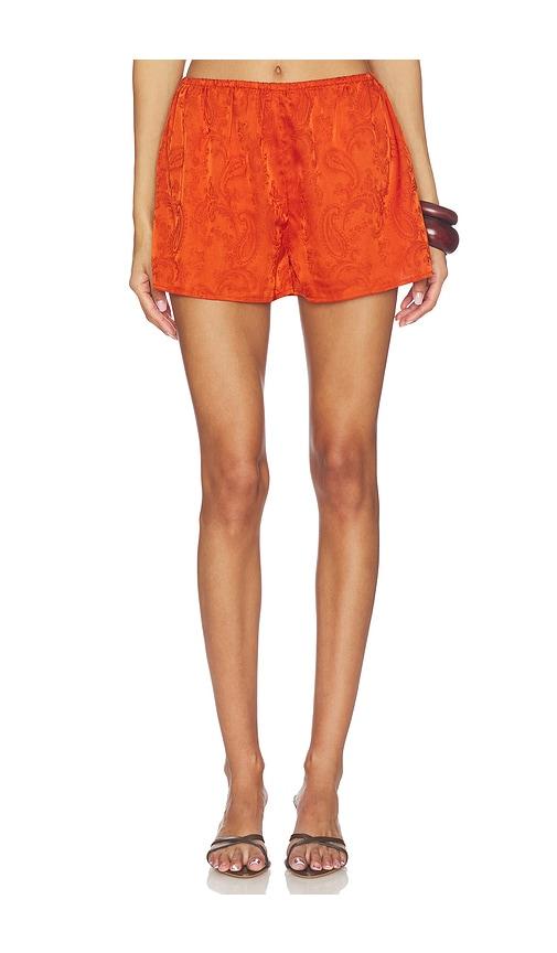 minkpink x revolve valencia short in burnt orange.