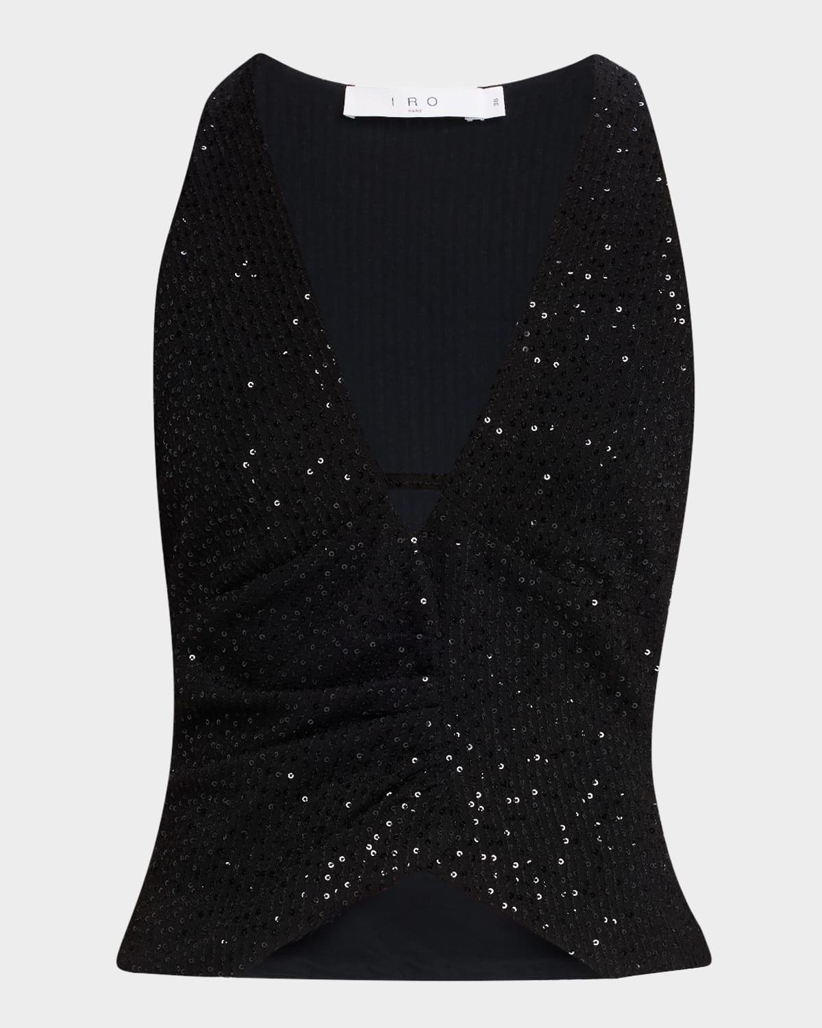 minnia sequined v-neck top